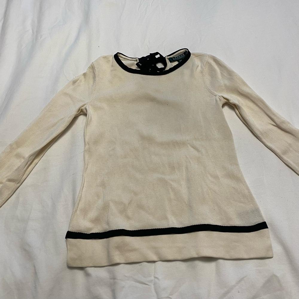 Lauren Ralph Lauren | Chic Cream Long-sleeve Top w/ Keyhole Back